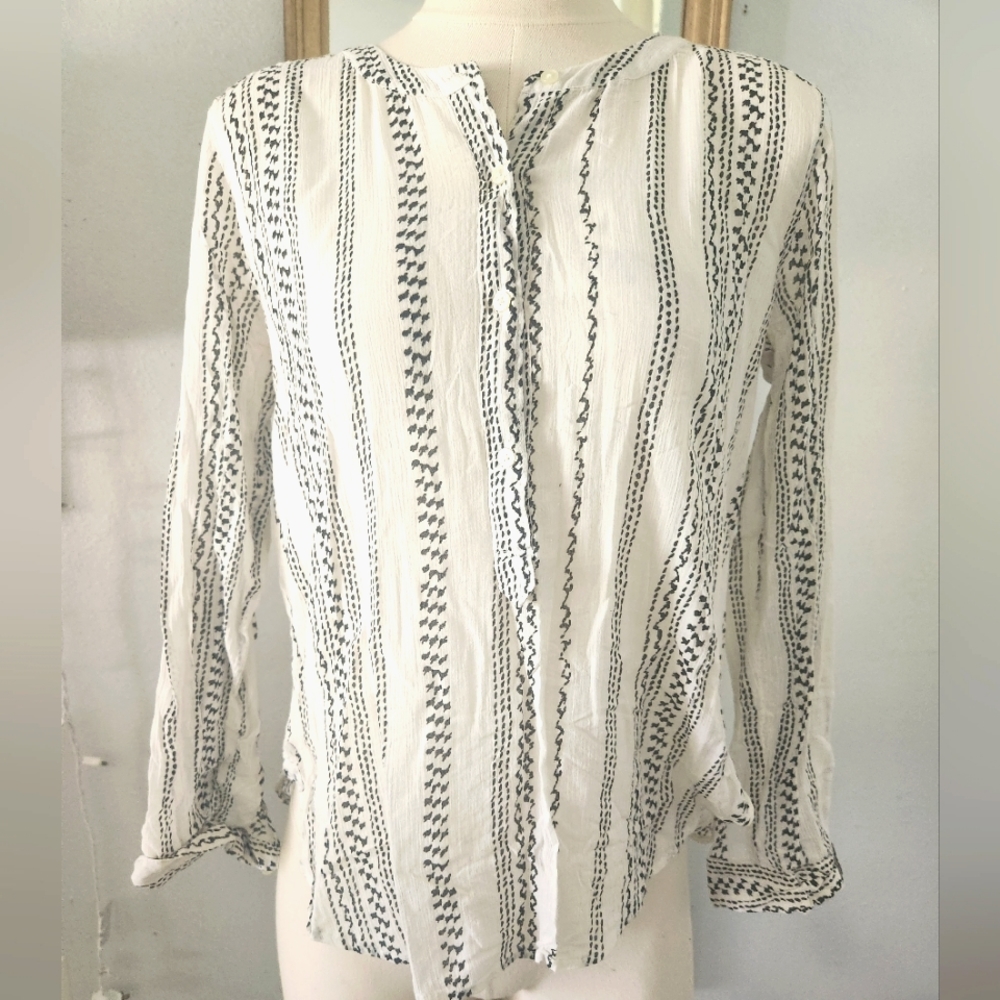 White Boho Losefitted Shirt Anne Taylor Loft